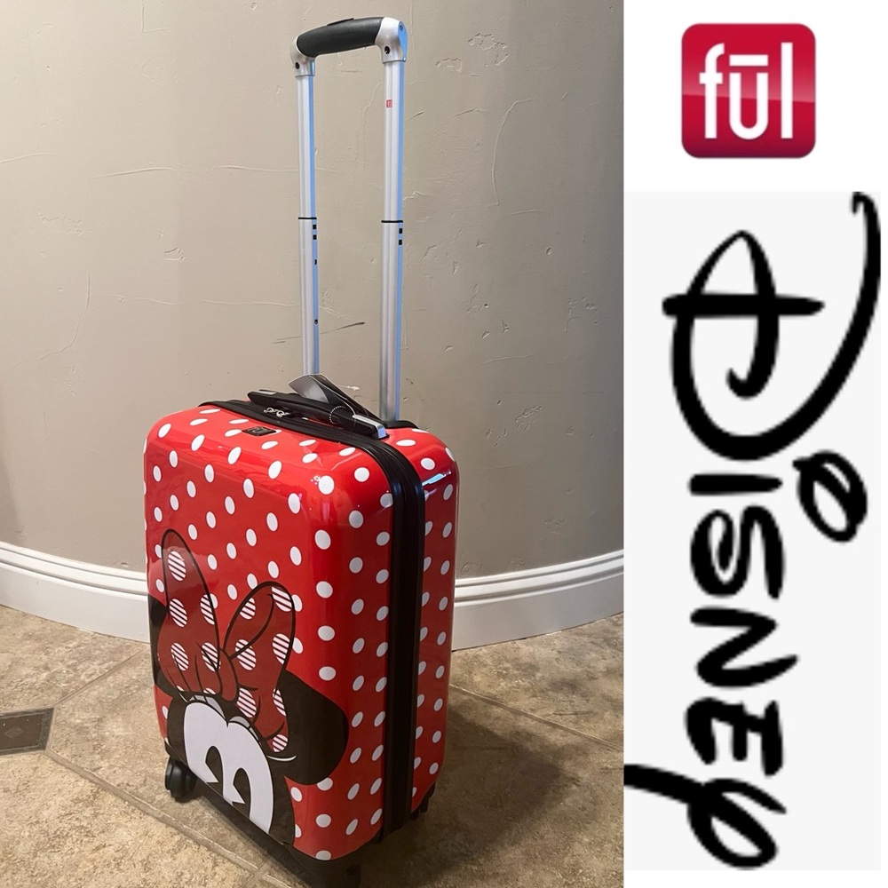 Ful Disney Minnie Mouse 21” Hardsided Red Polka Dot Rolling Luggage*NWT - Picture 2 of 4